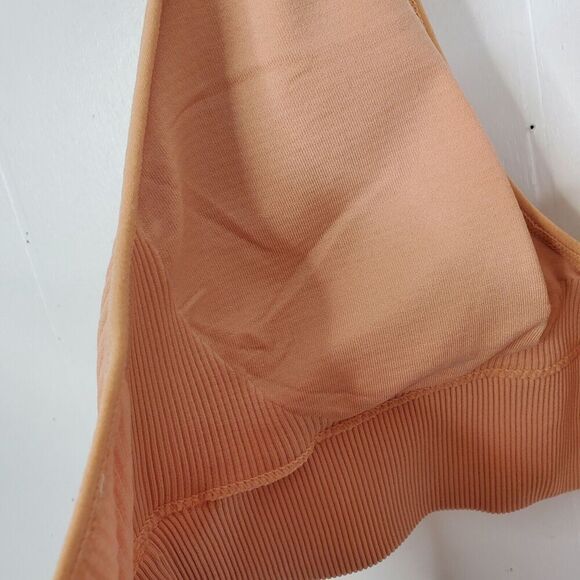 Aerie Ribbed Bra Peach Padded Cups Halter Neck Y2K Adjustable Womens M - Picture 6 of 7